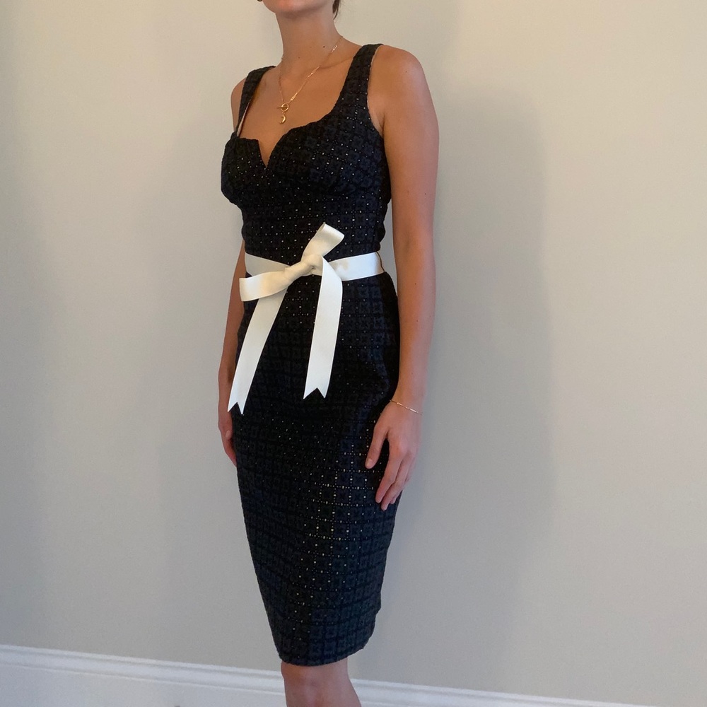 Wendy Hil Navy Eyelet Dress